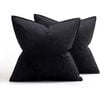 Catzon 2 Pcs Decorative Velvet Throw Pillow Covers Soild for Home Car 40X40cm-Black