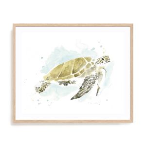 Artey | Watercolor Sea Turtle Study I - Framed Print - Natural Frame - 90 x 110cm