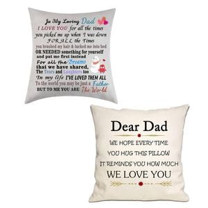 Catzon 2 Pcs Linen Throw Pillow Covers for Dear Dad Birthday Gifts for Father-Set 12