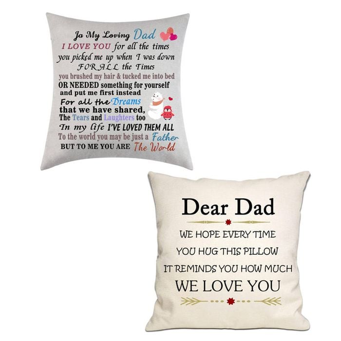 Catzon 2 Pcs Linen Throw Pillow Covers for Dear Dad Birthday Gifts for Father-Set 12