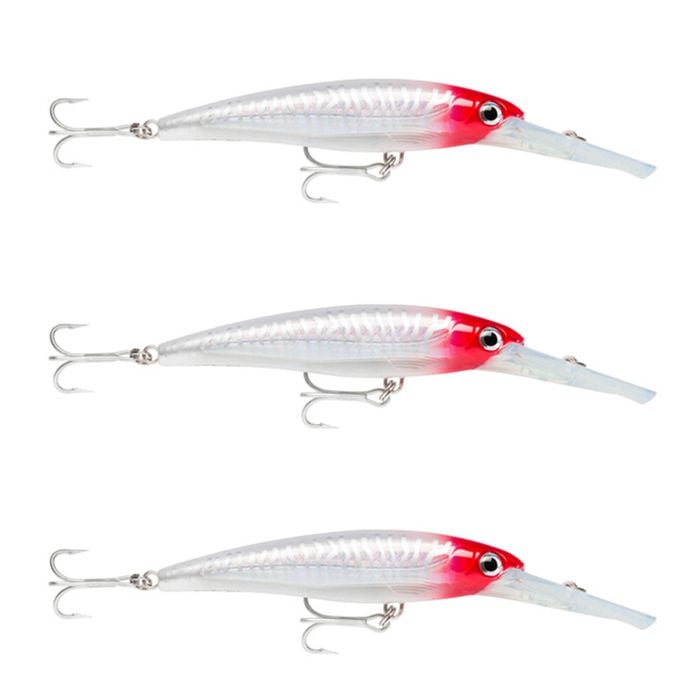 3x Rapala 18cm X Rap Magnum 40 Deep Diving Trolling Lures - Red Head UV