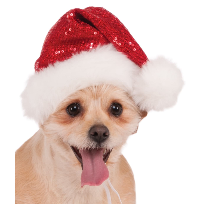 Sequin Santa Hat - Pet Costume/accessory For Dogs - Size Medium-large