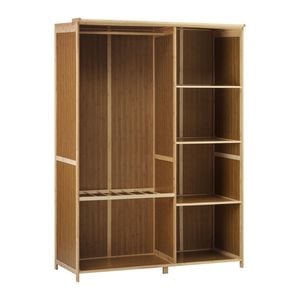 Oikiture Open Wardrobe Shelf Unit Clothes Storage 5 Shelves Hanging Rail