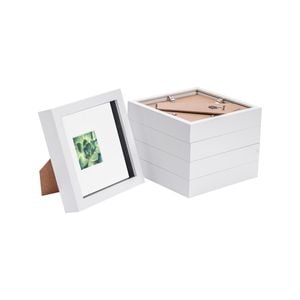 Nicola Spring 5 Piece 6 x 6 3D Shadow Box Photo Frame Set - Craft Display Picture Frame with 2 x 2 Mount - White