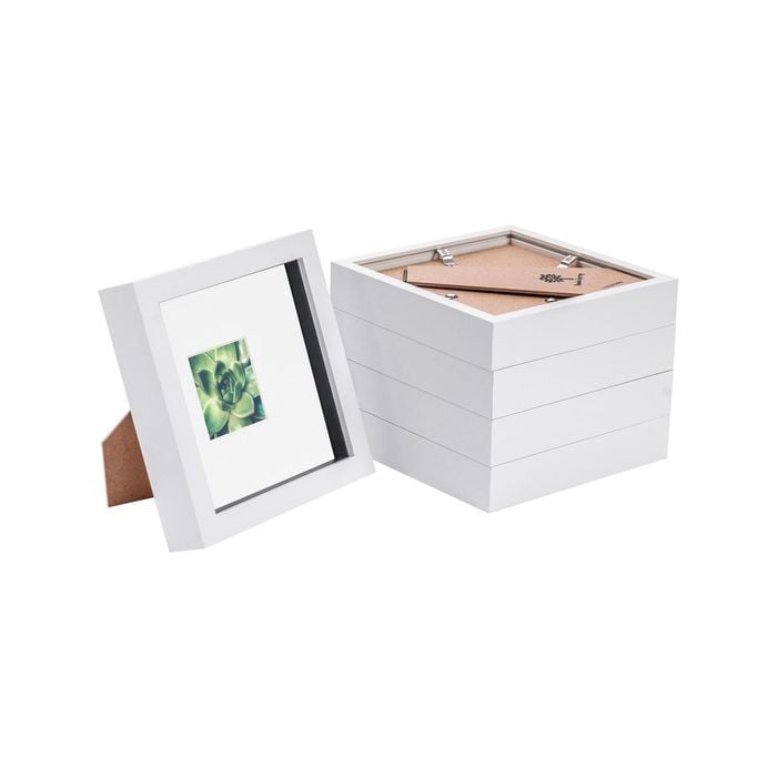 Nicola Spring 5 Piece 6 x 6 3D Shadow Box Photo Frame Set - Craft Display Picture Frame with 2 x 2 Mount - White