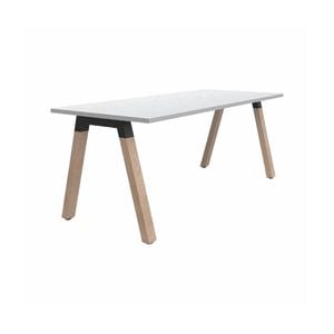 Olg Plantation Single Solid Oak Frame White Top Office Desk L1800mm X W750mm