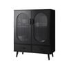 Oikiture Sideboard Buffet Bar Fluted Door Black 99.5cm