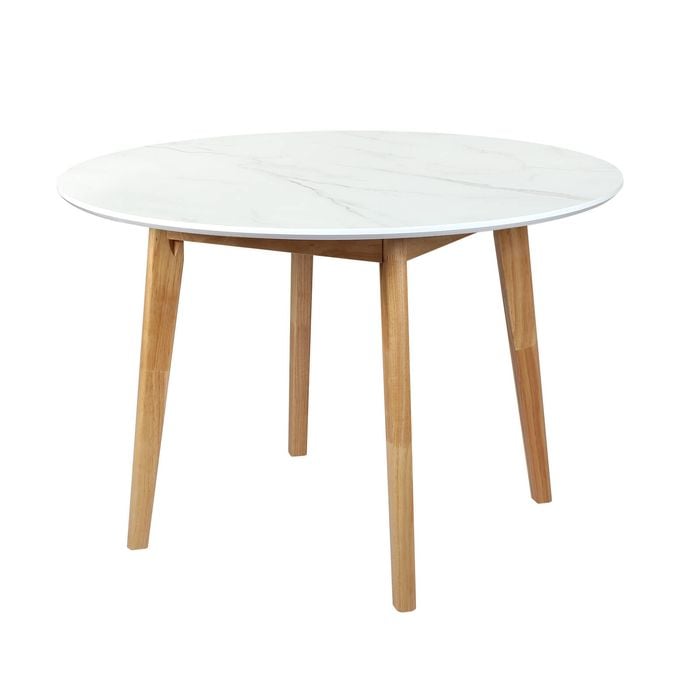Levede Round Rubberwood Dining Table 120CM White