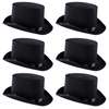 6x SATIN TOP HAT Costume Party Cap Fancy Dress Trilby Fedora One Size BULK Black