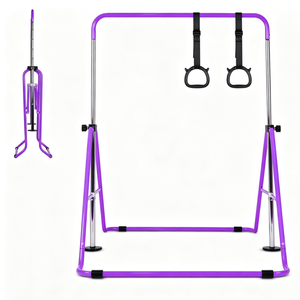 Advwin Foldable Kids Gymnastics Bar w/5 Adjustable Height for Home Training, Purple