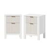 Oikiture 2pc Modern Bedside Table Nightstand Drawer Shelf Door Cabinet White