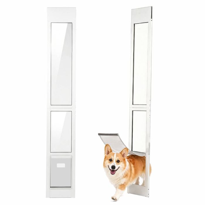 Advwin 210 x 37.5cm Aluminum Pet Door For Patio And Sliding Doors Adjustable Height