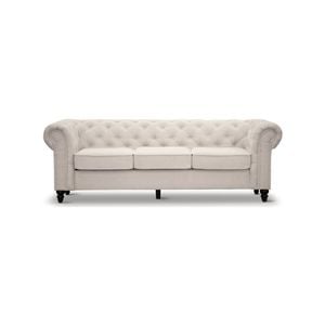 Mellowly 3 Seater Sofa Fabric Uplholstered Chesterfield Lounge Couch - Beige