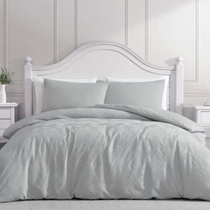 Ardor Soft Textured Henderson Quilt Duvet Cover Set King Silver Grey