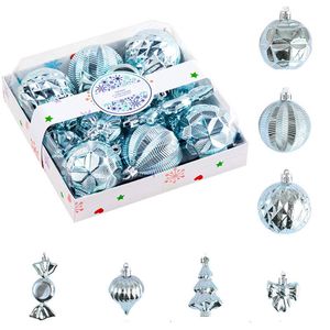 Catzon 28 Pcs Christmas Tree Ornaments Including Candy Snowflake Shaped for Holiday-Cyan