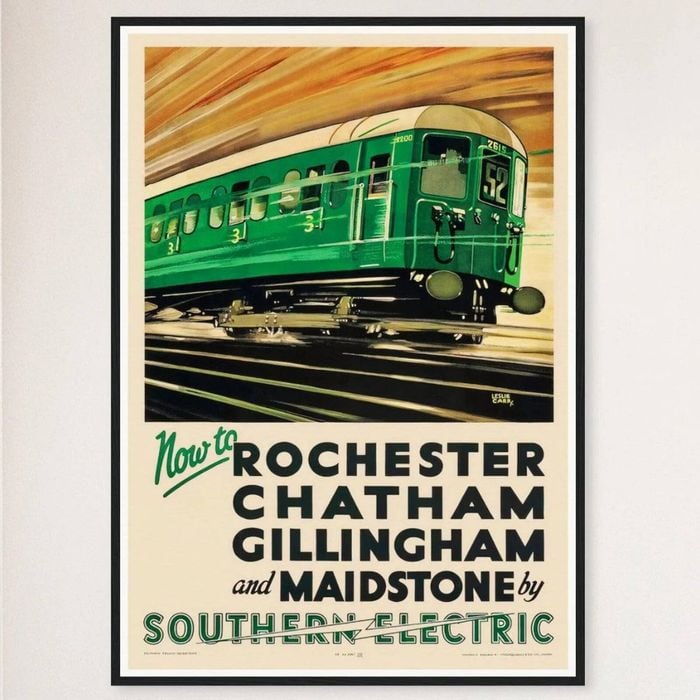 Galrie Southern Railway Vintage Poster of Rochester, Chatham, Gillingham and Maidstone, Black Frame, A3 30 x 42cm (12 x 16inch)