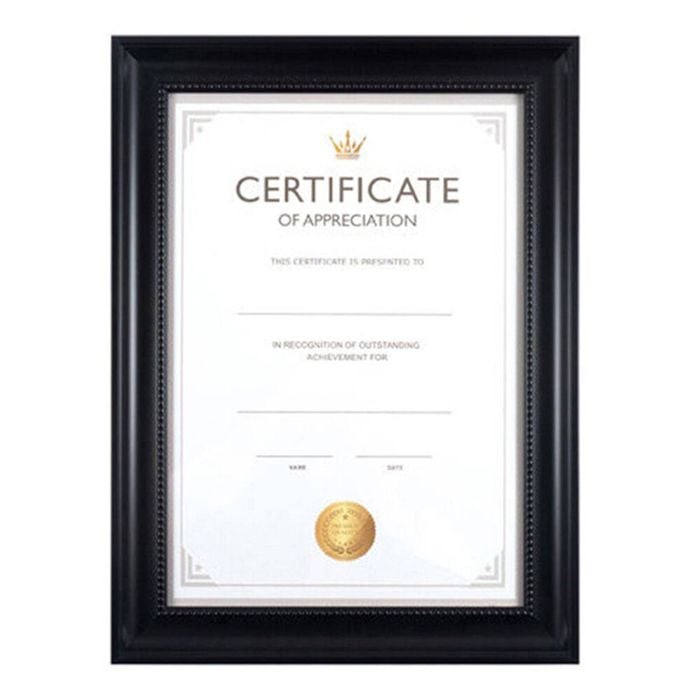 Unigift Juliet Certificate Raised Dots Border Picture Photo Frame A4 Black