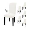 Catzon 6 Pcs Dining Chair Covers Waterproof Stretch-Ivory White
