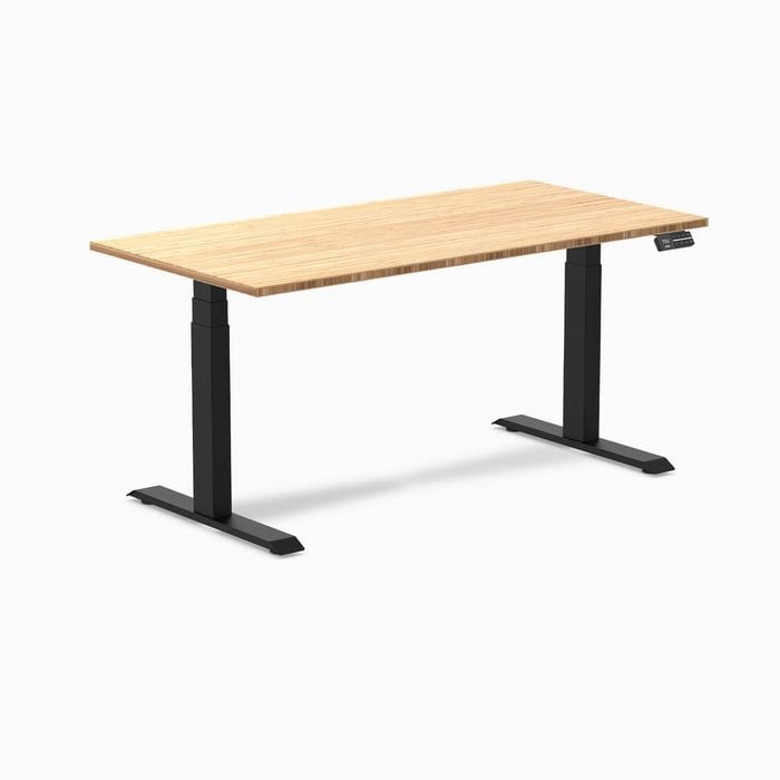 Desky Dual Sit to Stand Bamboo Desk 1500x750mm Matte Black Frame