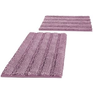 Smarcute 2 Pieces - 50cm x 81cm & 43cm x 61cm Non-Slip Chenille Bath Mat Rug Mauve