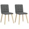 vidaXL Button-Tufted Dining Chairs 2 pcs Dark Grey Fabric Wooden Legs 45 x 54 x 86 cm