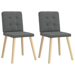 vidaXL Button-Tufted Dining Chairs 2 pcs Dark Grey Fabric Wooden Legs 45 x 54 x 86 cm