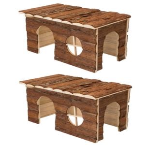 2 X Yes4pets Hamster Wooden House Small Animals Hideout Home For Rat Mice Gerbil Mini Rabbit Mouse