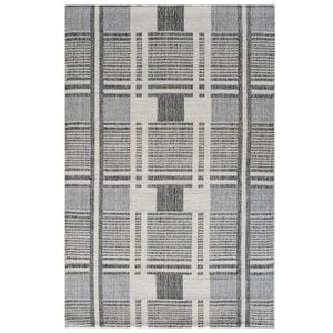 Handwoven Woollen Rug-Bushra 6324-Ivory/Charcoal-190x280cm