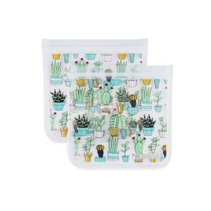 2pc Full Circle Ziptuck Reusable 830ml/8cm Sandwich Bag - Cactus