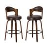 Oikiture 2x Bar Stools Swivel Counter Chair Shell Leather Brown