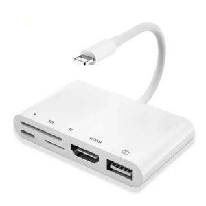 Lightning to HDMI Camera Adapter 5 in 1 USB OTG Memory Reader SD &TF Card and Charging Port