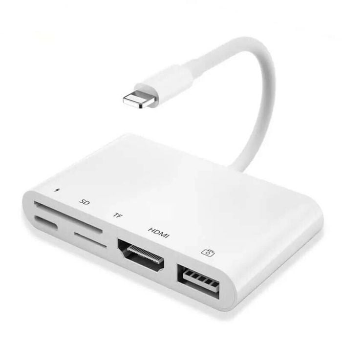 Lightning to HDMI Camera Adapter 5 in 1 USB OTG Memory Reader SD &TF Card and Charging Port