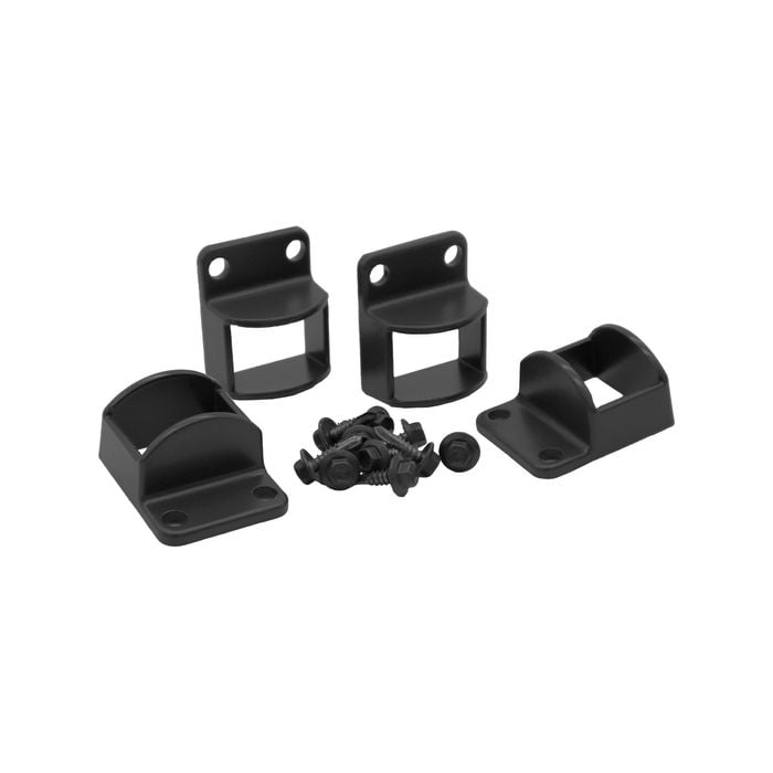 ProtectorAl 38 x 25mm Black Aluminium Pool And Garden Fence Panel Brackets - 4 Pack - Black