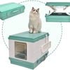 Yes4pets Xl Portable Cat Toilet Litter Box Tray Foldable House With Handle And Scoop Green