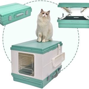 Yes4pets Xl Portable Cat Toilet Litter Box Tray Foldable House With Handle And Scoop Green