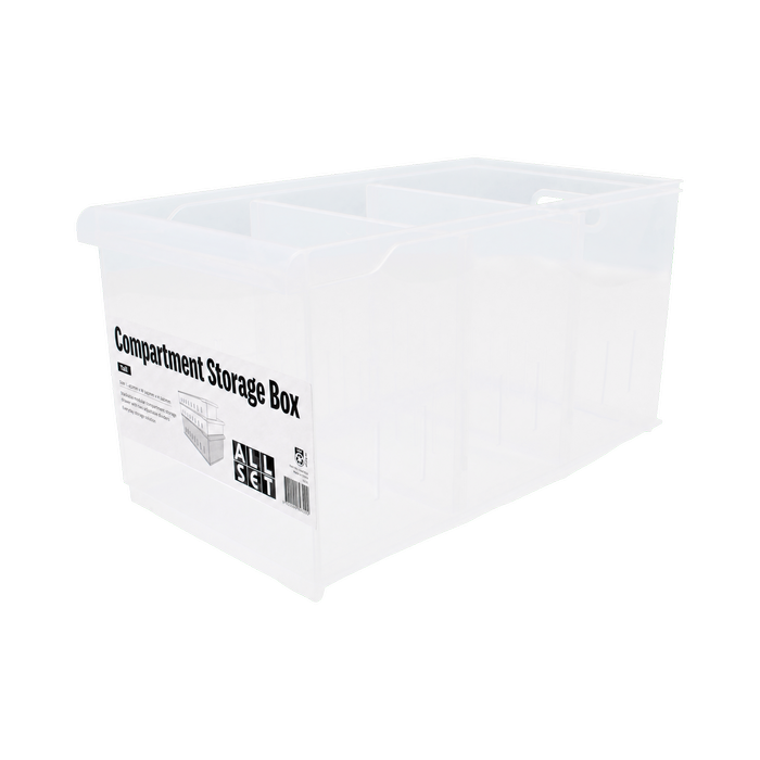All Set Clear Tall Compartment Box With Two Dividers