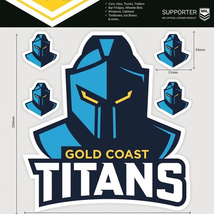 NRL Mega Decal - Gold Coast Titans - Car Sticker 250mm - NEW