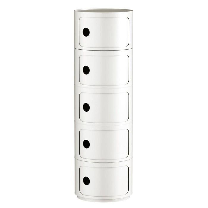 Miuz 5 Tier White Replica Componibili Round Storage Cabinet