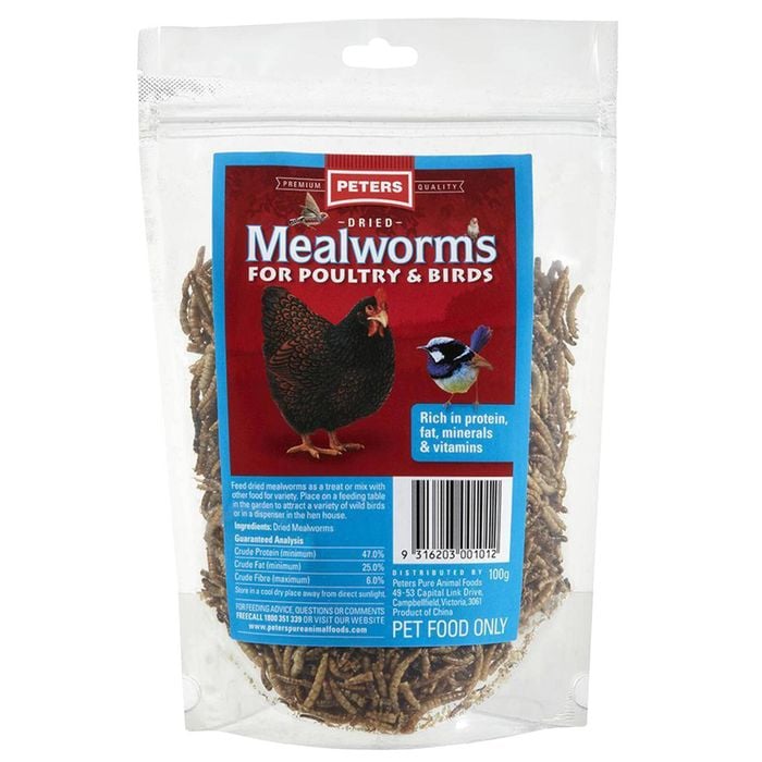 Peters Dried Meal Worms Snack For Poultry & Birds 100g