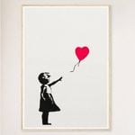 Galrie Banksy Girl With Balloon Artwork Print, 2004 - Iconic Art Piece for Collectors, Wood Frame, A0 84 x 119cm (33 x 47inch)