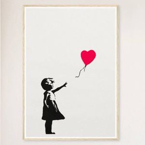 Galrie Banksy Girl With Balloon Artwork Print, 2004 - Iconic Art Piece for Collectors, Wood Frame, A0 84 x 119cm (33 x 47inch)