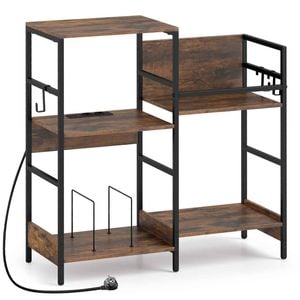 Costway Record Player Stand Charging 3Tier Side Table Compartments