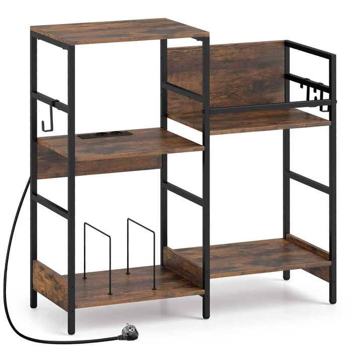 Costway Record Player Stand Charging 3Tier Side Table Compartments