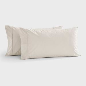 Dreamaker 300tc Cotton Percale King Pillowcase Oat Twin Pack