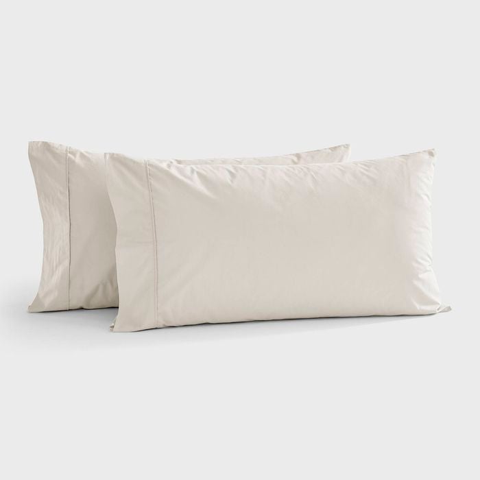 Dreamaker 300tc Cotton Percale King Pillowcase Oat Twin Pack