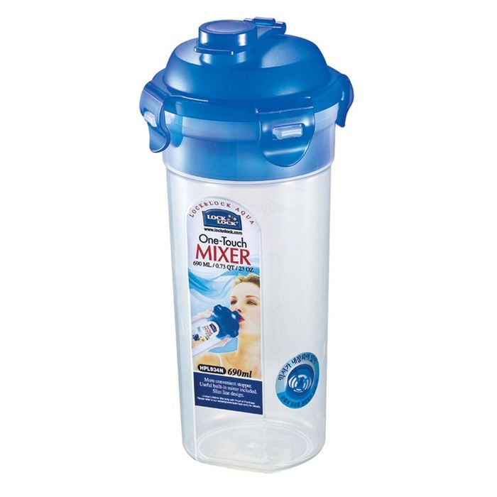 Lock&lock Classic 690ml One Touch Mixer Drink Water Bottle Container Round Blue