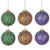 Christabelle 6 Beaded Glass Christmas Baubles Assorted 10cm Xmas Tree Decorations Hanging Ornaments Gift Boxed Set