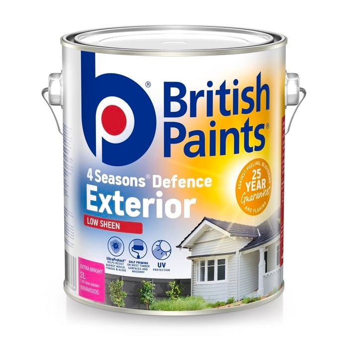 British Paints 4 Seasons Extra Bright Low Sheen Exterior Paint - 2L