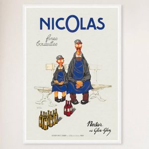 Galrie Nicolas Fine Bottles Vintage French Art Poster by Jules Isnard Dransy (1930) Home, White Frame, A4 21 x 30cm (8 x 12inch)