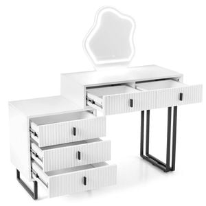 Costway Vanity Desk Makeup Table Modern Dressing Table W/side Tabletop